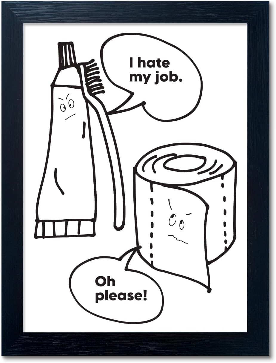 Regine Switzerland Black and White Bathroom Wall Art - Funny Quote Canvas Print | Framed Decor