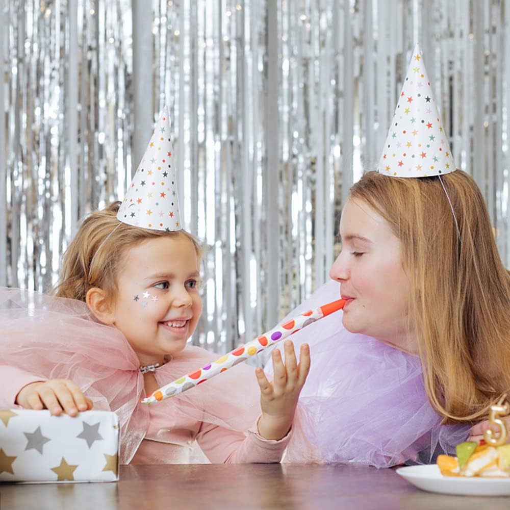 Skiennix Foil Curtain Backdrop - Silver Metallic Tinsel Fringe | 10 Pack for Parties & Celebrations