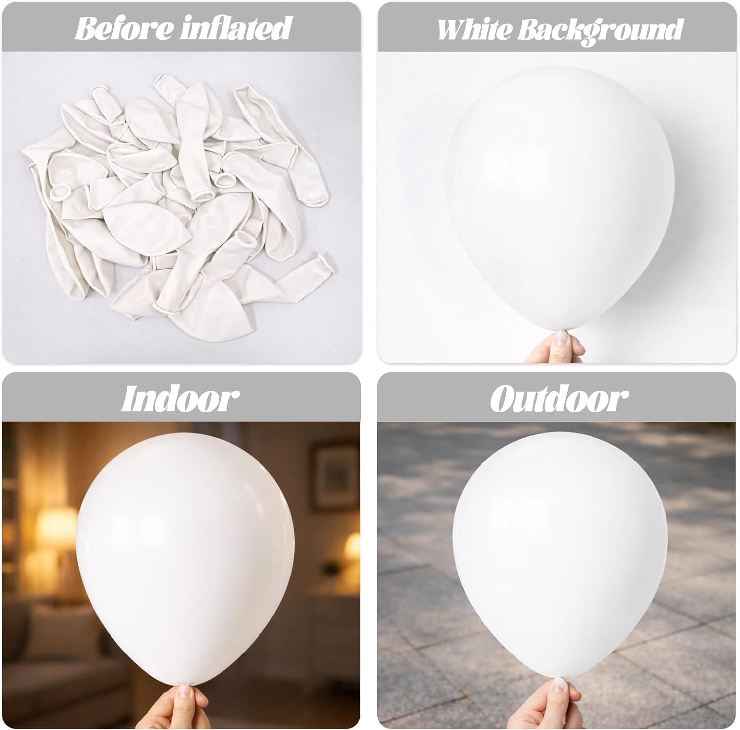 Voircoloria 90-Pack Pearl White Balloons - Versatile Sizes for Wedding, Birthday & Baby Shower Decor