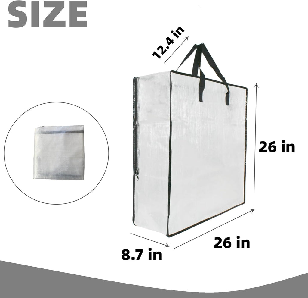 Skiennix Clear Storage Bags - 6 Pack with Zipper & Handles | Ideal for Closet, Moving & Underbed Organization