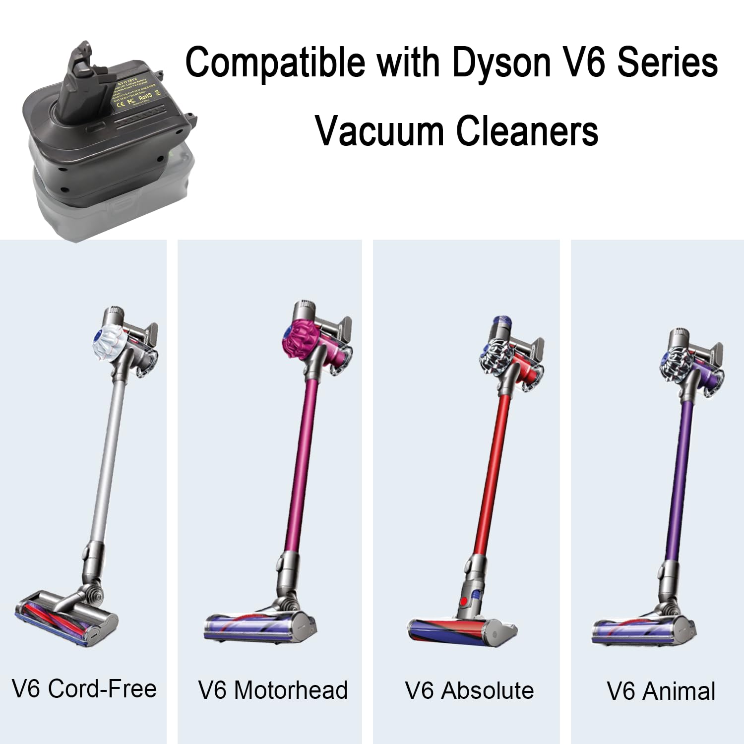 Tueddur Battery Adapter Replacement for Dyson Battery, Convert to Ryobi 18V Battery to Dyson DC62 DC59 DC61 DC72 SV03 SV04 Handheld Vacuum Cleaner Battery. (RYO18V6-A,Adapter only, not Battery