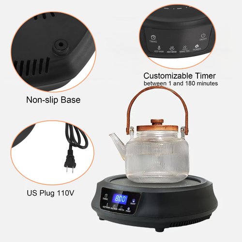 800w Electric Mini Stove Hot Plate, Portable Electric Ceramic Stove With Adjustable Power Levels Countertop Burners ElectricHot Plate For Boiling Water Making Tea And Coffee(black)