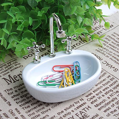 Vanki White Plastic Sink Design Paper Clip Dispenser Holder