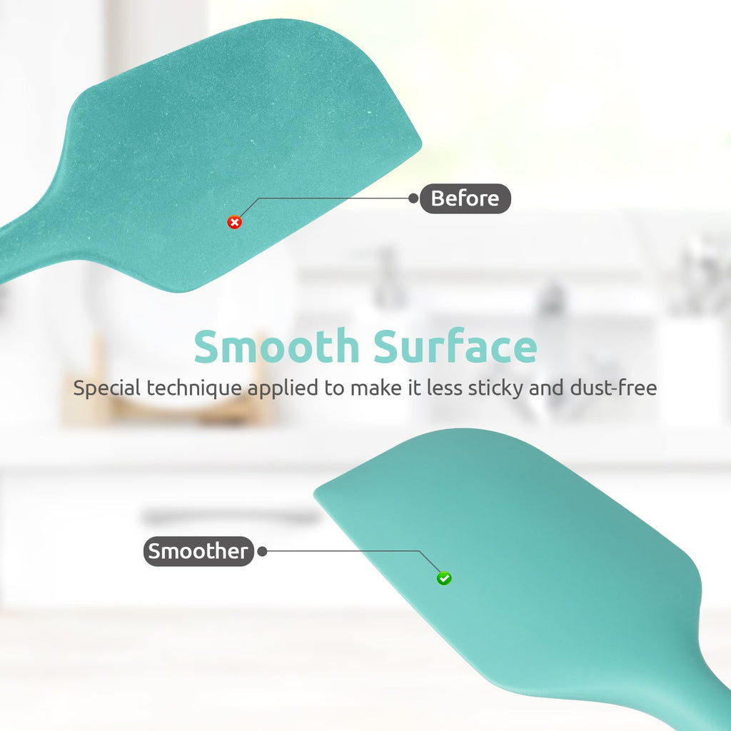 U-Taste 11.38" Silicone Baking Spatula: 480ºF Heat Resistant Food Grade Flexible Rubber Kitchen Bowl Scraper, Seamless Pastry Spreader for Mixing Stirring Scraping in Nonstick Cookware (Aqua Sky)