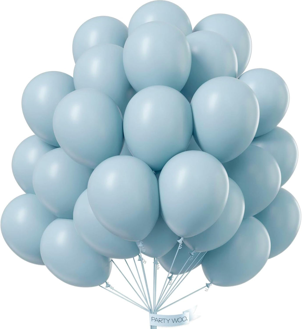 PartyWoo Dusty Blue Balloons - 101pcs 12 Inch Aqua Latex Helium Balloons for Weddings & Celebrations