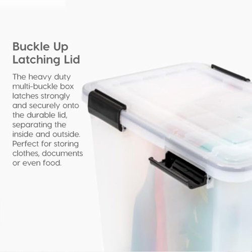IRIS USA WeatherPro 74 Qt Storage Bins - BPA-Free Plastic with Tight Seal, Stackable & Nestable | Clear/Black, 2 Pack