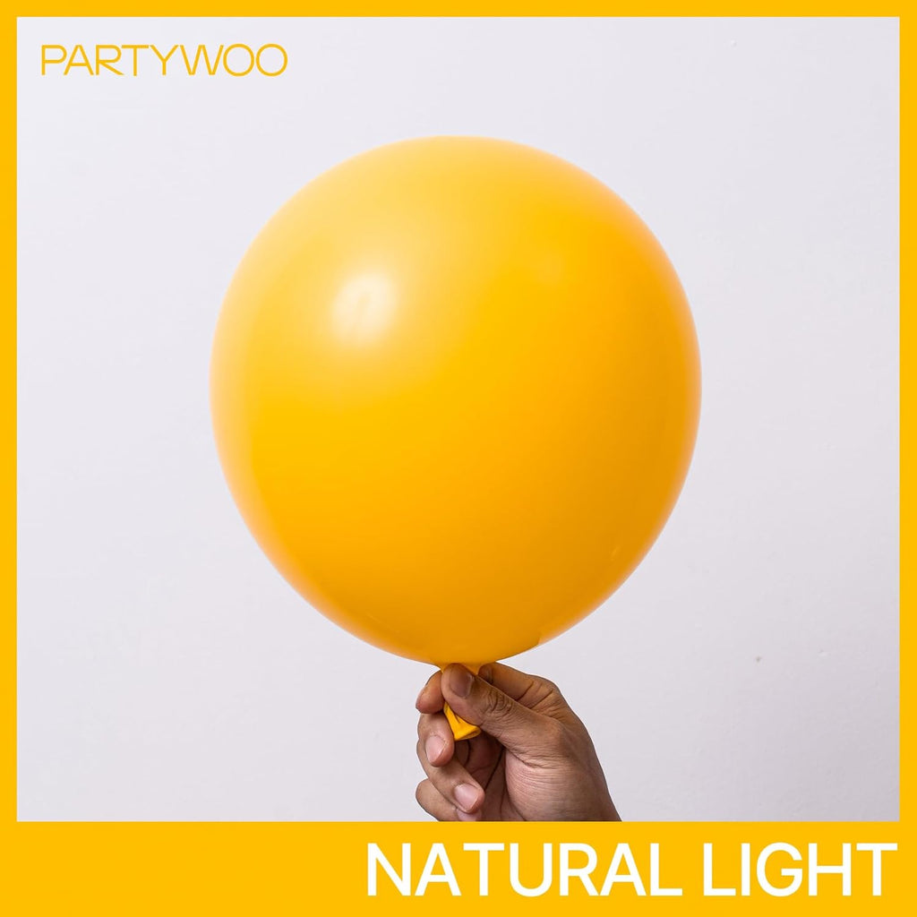 PartyWoo Mustard Yellow Balloons - 100-Piece Set for Birthday & Baby Shower | 18", 12", 10", 5" Sizes