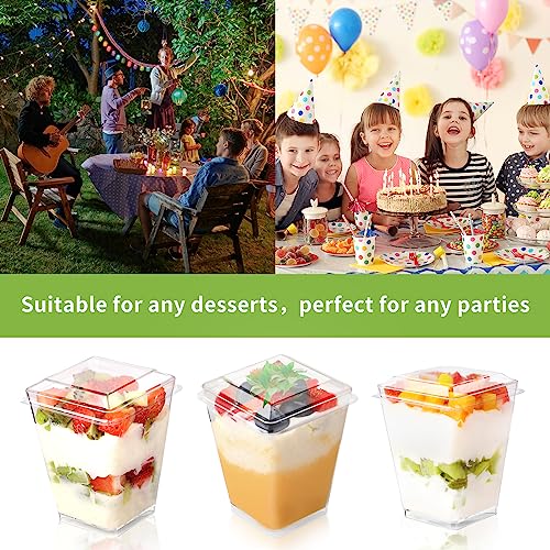 20 Pack 5oz Plastic Dessert Cups with Lids & Spoons - Parfait, Pudding, Fruit