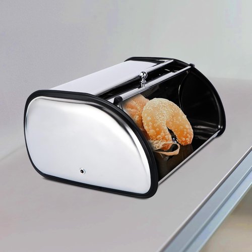 DOITOOL Bread Box for Kitchen Countertop - Stainless Steel Bread Storage Container with Lid - Bread Holder Bread Containers Storage Airtight Loaf for Kitchen Counter, Homemade Bread