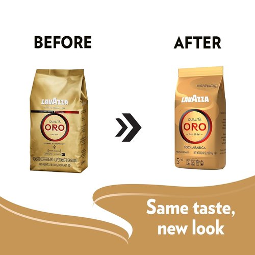 Lavazza Qualità Oro Whole Bean Coffee - Medium Roast, 100% Arabica, Fruity & Aromatic, 2.2 lb