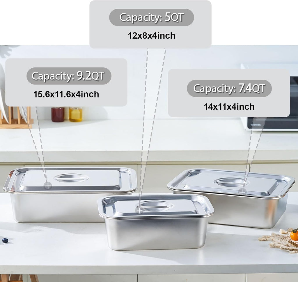 Skiennix 4-Piece Extra Deep Lasagna Pan Set - 11.6x15.6 Inch Nonstick Stainless Steel with Lid | 9.2QT Capacity