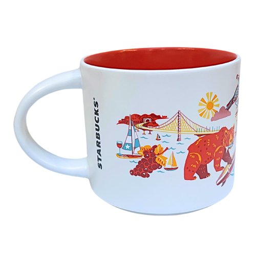 Starbucks Discovery Series California Ceramic Coffee Mug, 14oz, White and Red