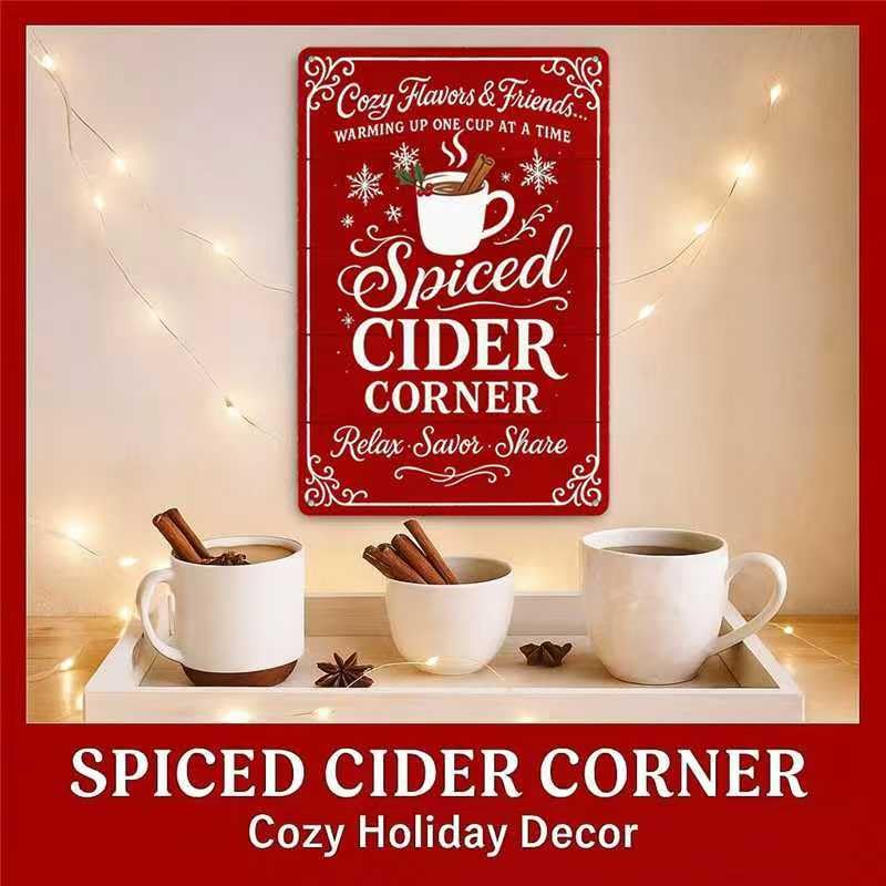 Hot Chocolate Bar Metal Sign - 8x12 Inch Christmas Decor