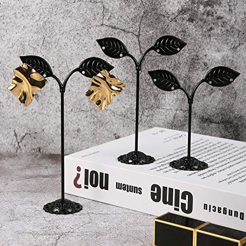 Autodeco Leaf Shape Earring Display Stand Set - Adjustable Metal Jewelry Organizer for Retail & Photography