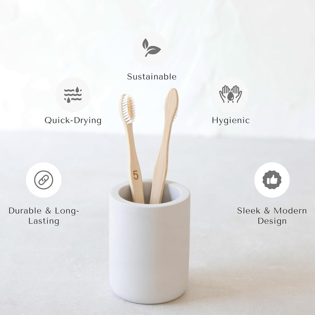 Selegna Diatomite Toothbrush Holder - Quick Drying Bathroom Organizer for Electric Toothbrushes | Beige