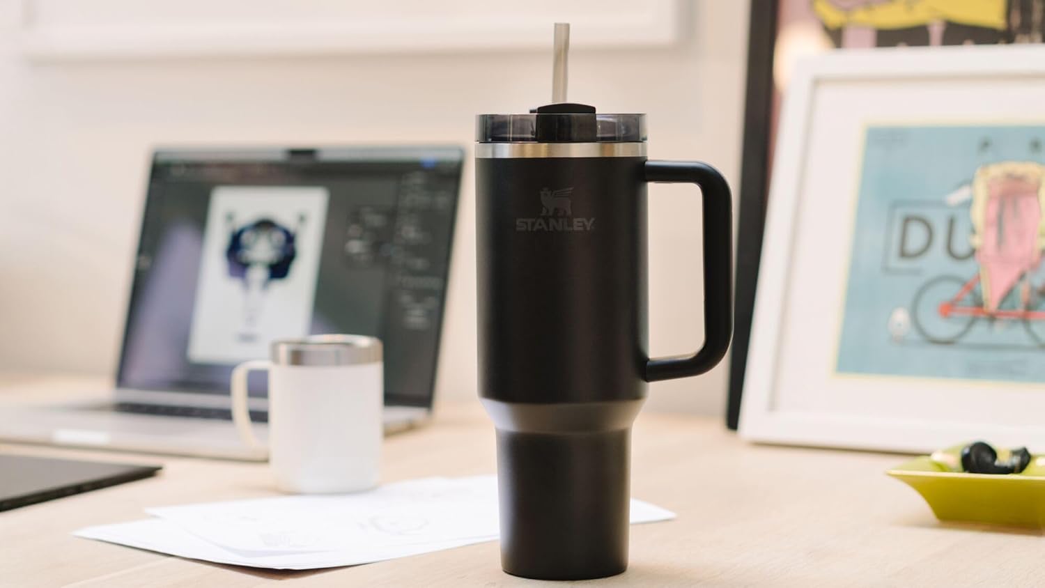 STANLEY Quencher H2.0 Tumbler - 40 oz Insulated Stainless Steel Cup with Handle & Straw | BPA-Free | Black 2.0