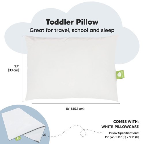 KeaBabies Toddler Pillow - Soft & Breathable 13x18 Kids Travel Pillow with Pillowcase for Ages 2-5