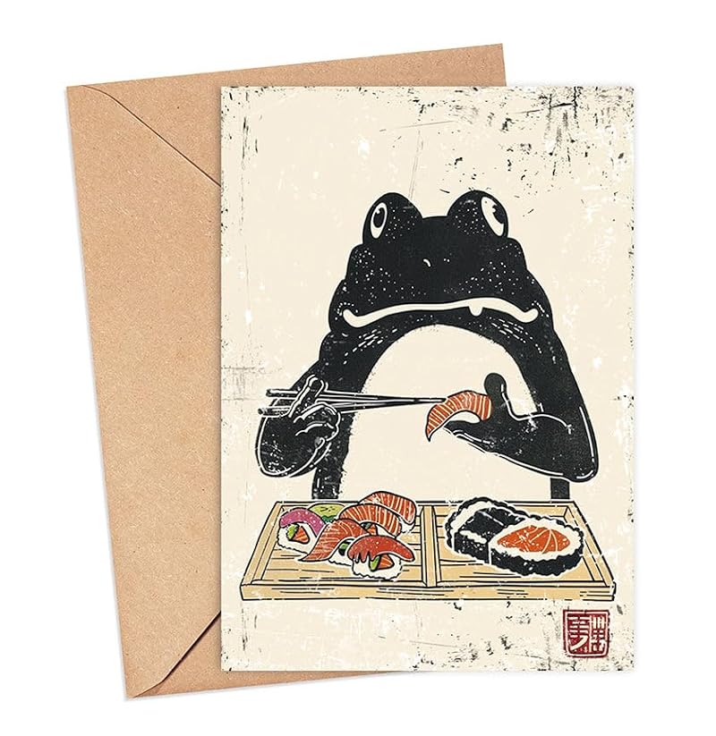 Sushi Ezen Frog Birthday Card | 5x7 Premium Card for Sushi Lovers