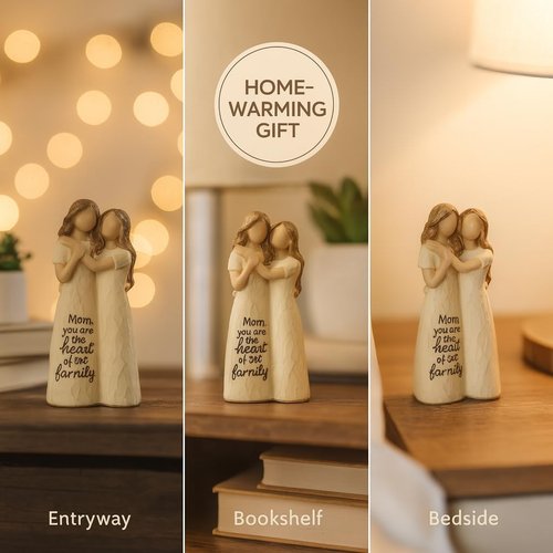 GoGnome Elegant Mother and Daughter Figurine - 5.7” Tall Resin Sculpture with Rustic Crackle Finish | Perfect Gift for Mother's Day or Birthdays