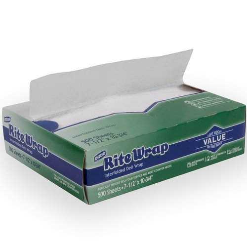 Georgia-Pacific Dixie Rite-Wrap Light-Weight Interfolded Dry Wax Deli Paper by GP PRO (Georgia-Pacific), RW86W, White, 10.75" W x 7.5" L, 6,000 Count (Case of 12 Boxes, 500 Sheets Per Box)