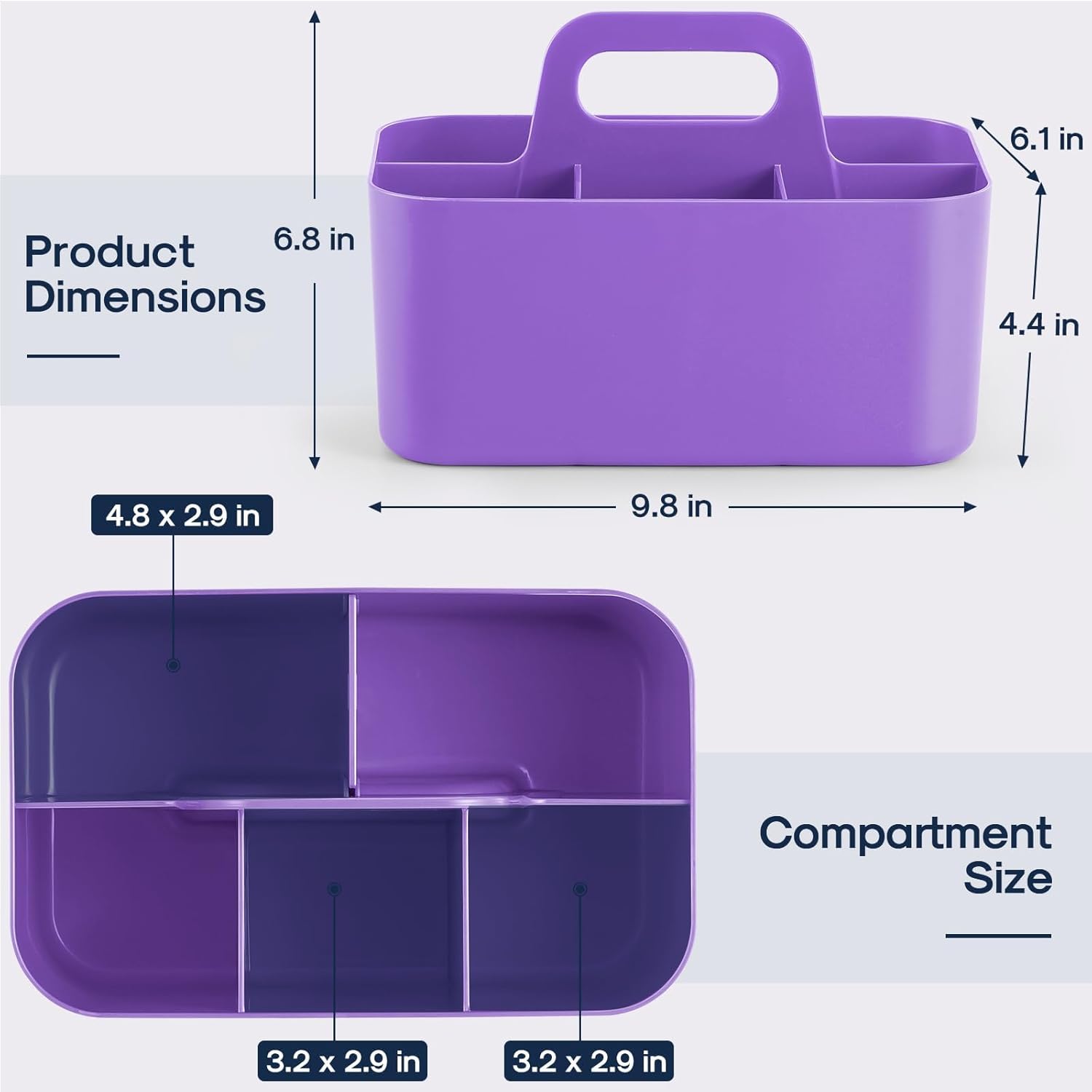 Multiuse Caddy Organizer by [Brand Name] - Portable Tote Bin for Art, Makeup & Office Supplies - Purple