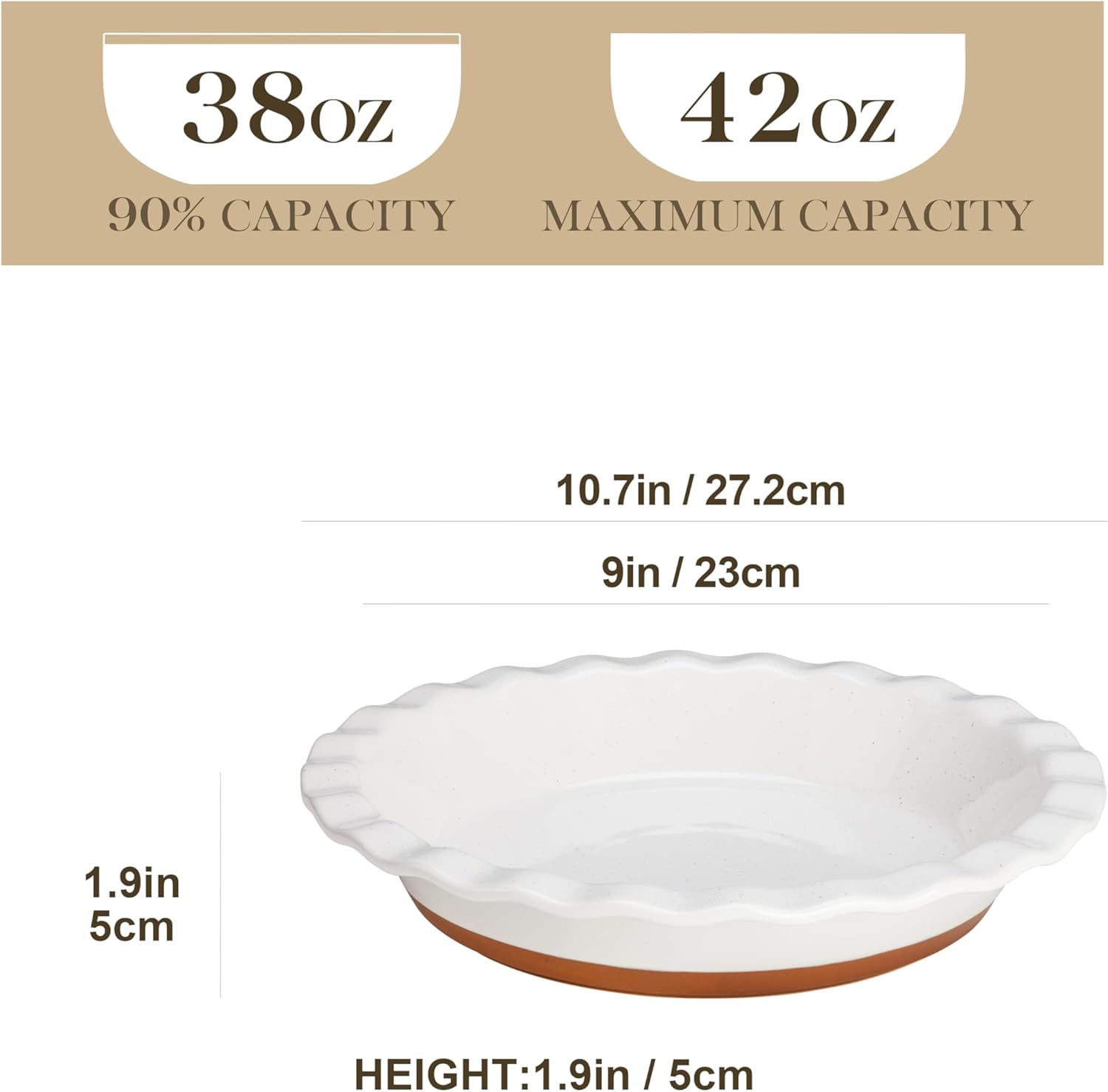 MALACASA Ceramic Pie Pan Set - Nonstick 9-Inch Deep Dish Baking Dish | Scratch-Resistant TARA Series