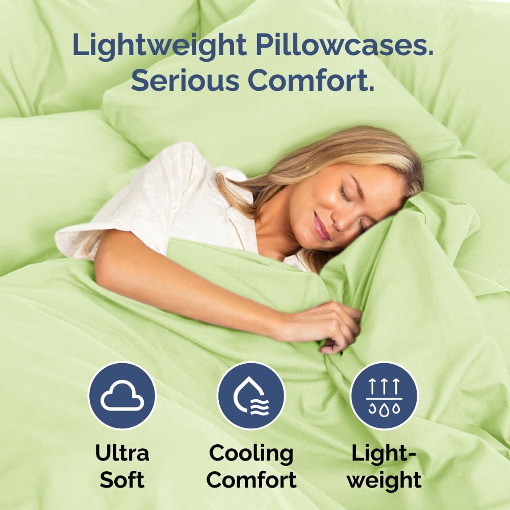 Skiennix Queen Pillow Cases Set of 4 | Ultra Soft Hotel Quality - Cozy, Wrinkle-Free & Fade Resistant - Light Sage Green