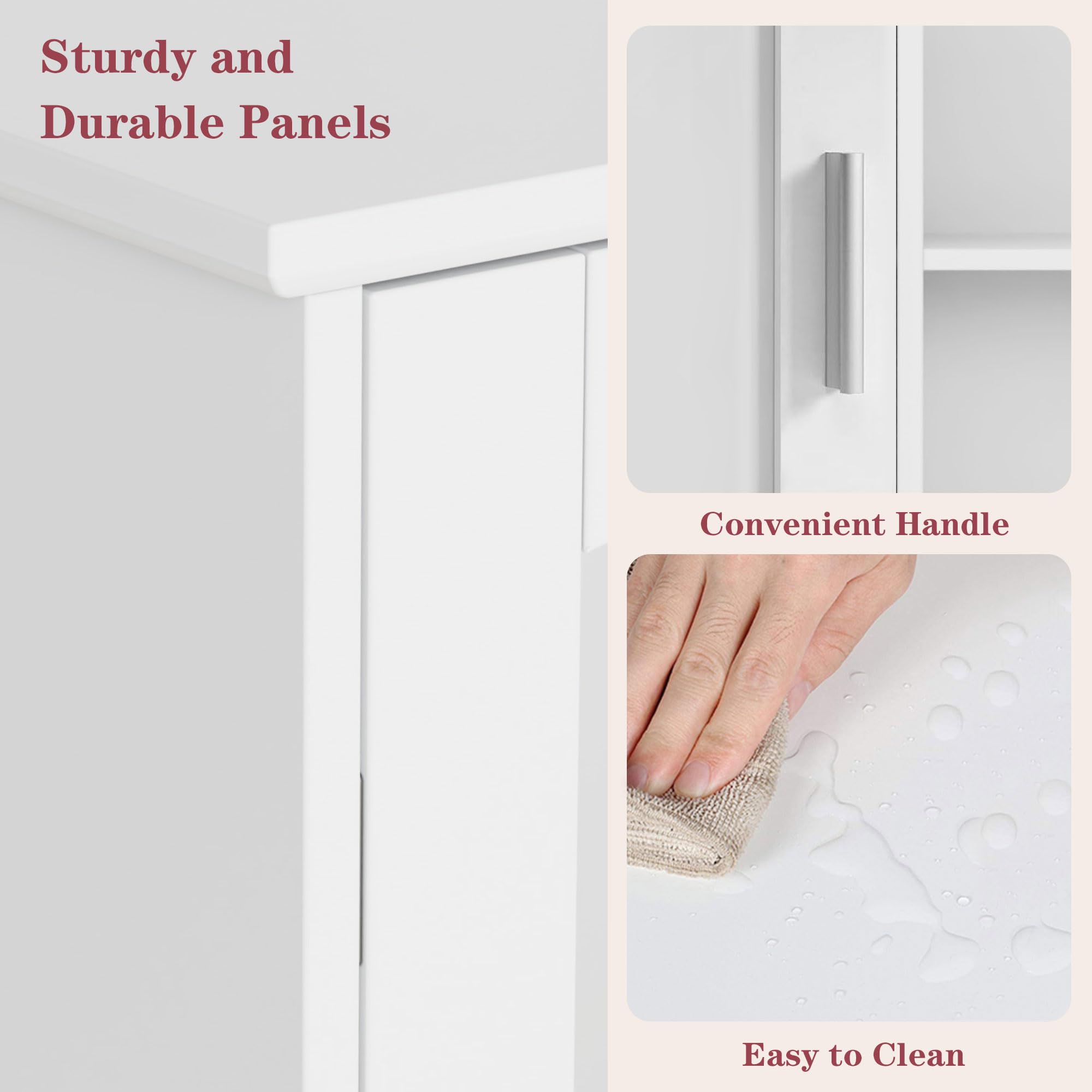 VECELO Bathroom Wall Cabinet with Mirror, Wall Mounted Medicine Cabinets with Door and 3 Open Shelves, Adjustable Shelf, 16.8 x 22.5 x 7.2 Inches, White
