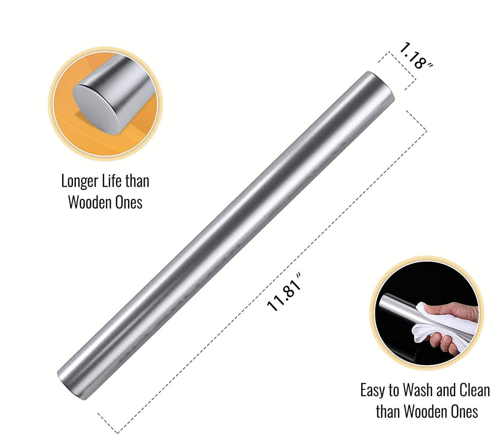 31.5”x 19.7” Stainless Steel Chopping Board with Lip, Large Steel Cutting Board with Rolling Pin, Metal Noodle Board Pastry Board Kneading Dough Board Stove Top Cutting Board for Kitchen