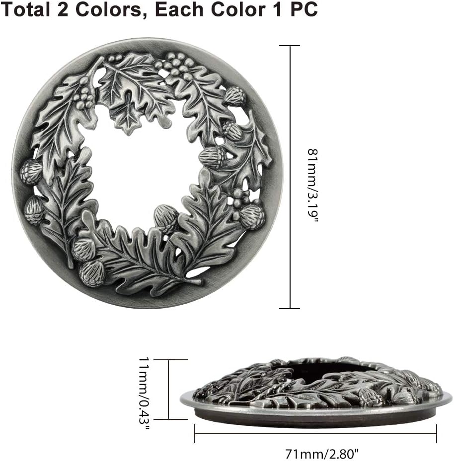 PH PandaHall Candle Topper Set - Leaf Pine Design for Even Melting | 3.19 in Diameter (Antique Bronze & Silver)