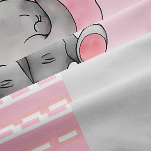 Castle Fairy Girly Cute Elephant Blackout Window Drapes,Pink Gray Plaid Geometric Home Decor Curtains,Cartoon Animals Stripes Dots Durable Blackout Window Drapes for Kids Gifts,2 Panels, 38Wx54L inch