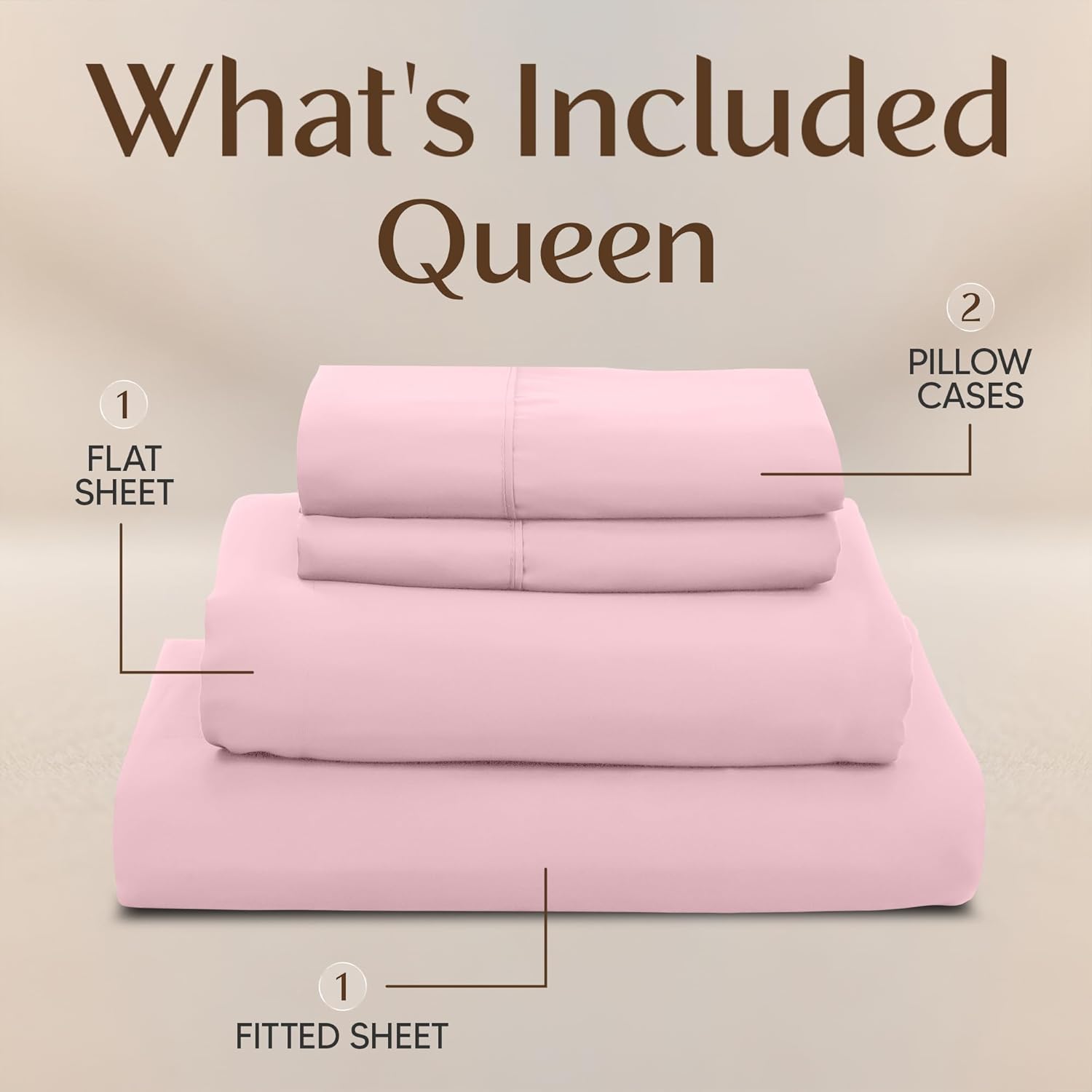 Utopia Bedding Queen Size Sheet Set - Soft, Breathable Microfiber, 4-Piece in Crystal Pink | Oeko-Tex Certified