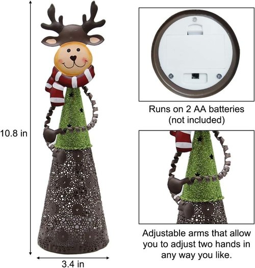 FORUP LED Christmas Table Decorations - Set of 3 Lighted Santa, Snowman & Reindeer Figures