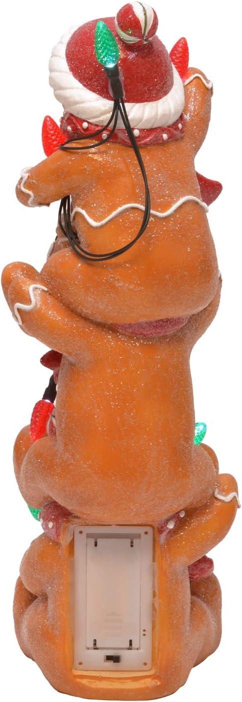 Mark Feldstein & Associates Gingerbread Men Tabletop Figurine Decor - LED C7 Bulbs, 12 Inch