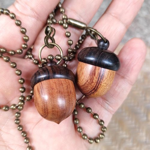 2-Pack Wooden Hollow Acord Ceiling Fan Pull Chain Vintage Rustic Ornament Pendant Decorative Fan String Pulls