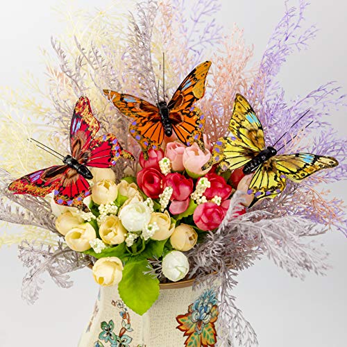 Feather Butterfly Picks Set of 12 Floral & Craft Decorations