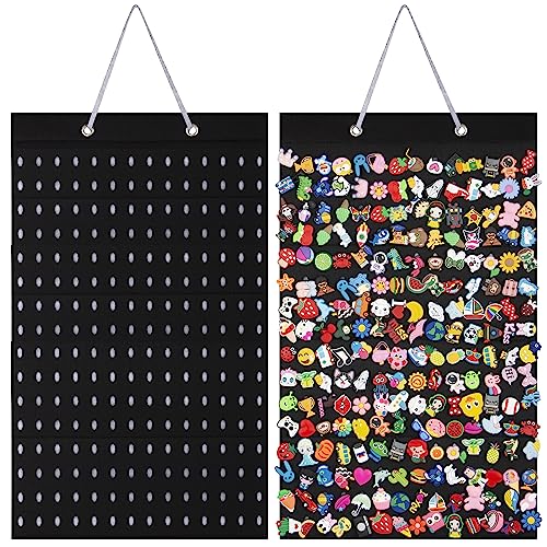 PACMAXI Black Hanging Shoe Charm Organizer with 224 Holes - Large Capacity Wall Mount Storage