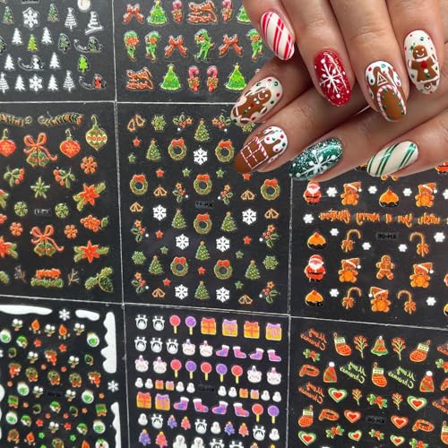 Dulyork 30 Sheets Christmas Nail Art Stickers 3D Adhesive Snowflake Decals