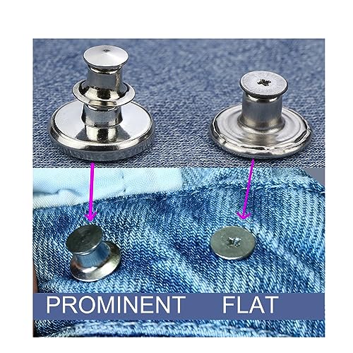 17mm No-Sew Metal Jeans Buttons - 20 Sets with Screwdriver