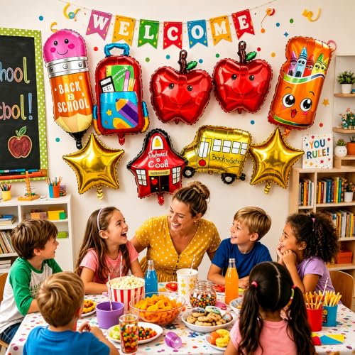 Back to School Decorations Balloons Set - 9 PCS School Theme Foil Balloons - Back to School-A