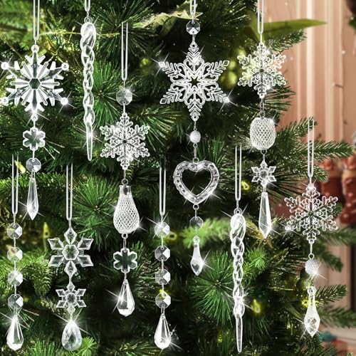 Transparent Christmas Tree Ornaments - 21Pcs Hanging Decorations