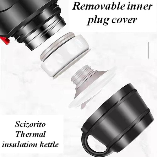Scizorito Stainless Steel Vacuum Bottle, Hot & Cold Beverage Portable Insulated Kettle, Car Portable Travel Coffee Mug with Leak-proof Built-in Lid, Suit for Home, Gift, Outdoor Sport (64.2 oz)