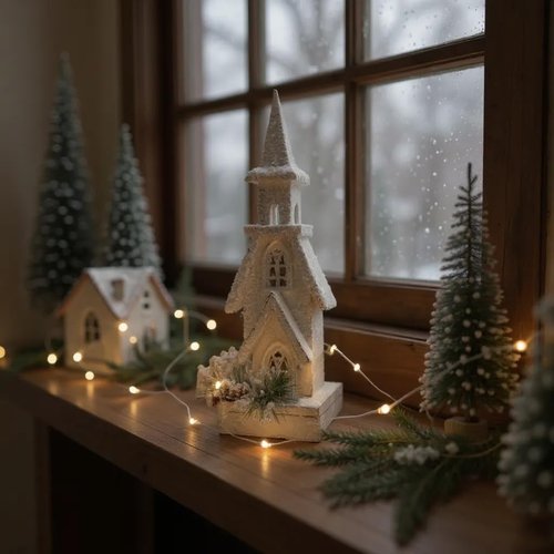 LED Timer Light-Up Church by [Brand Name] - Festive Christmas Village Decor for Mantle & Table
