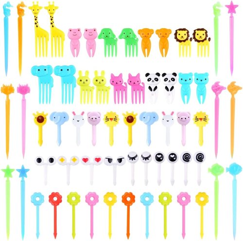 FATLODA 156PCS Animal Food Picks - Fun Bento Box Accessories for Kids | Reusable Lunchbox Picks