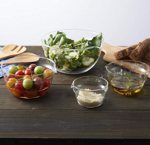 HARIO KB-2518 Single-Mouth Bowl, Heat Resistant Glass, Set of 4, Multi Balls, Clear, Made in Japan