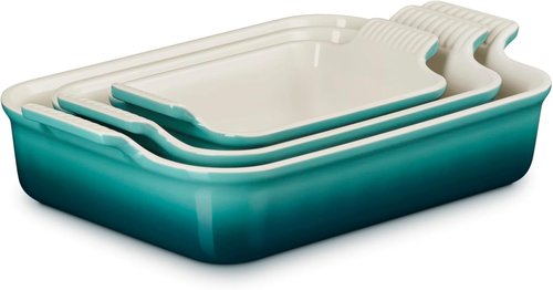 Le Creuset Stoneware Baking Dish Set - 3-Piece Rectangular Set in Riviera Color