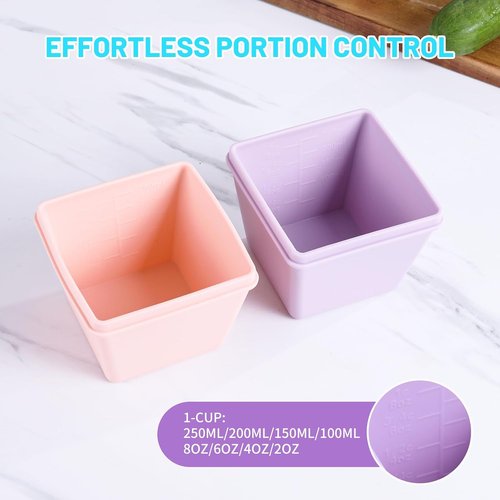 Gemice BPA-Free Silicone Freezer Molds - 8-Pack 1-Cup Portion Soup Cube Trays with Lids | Oven & Dishwasher Safe