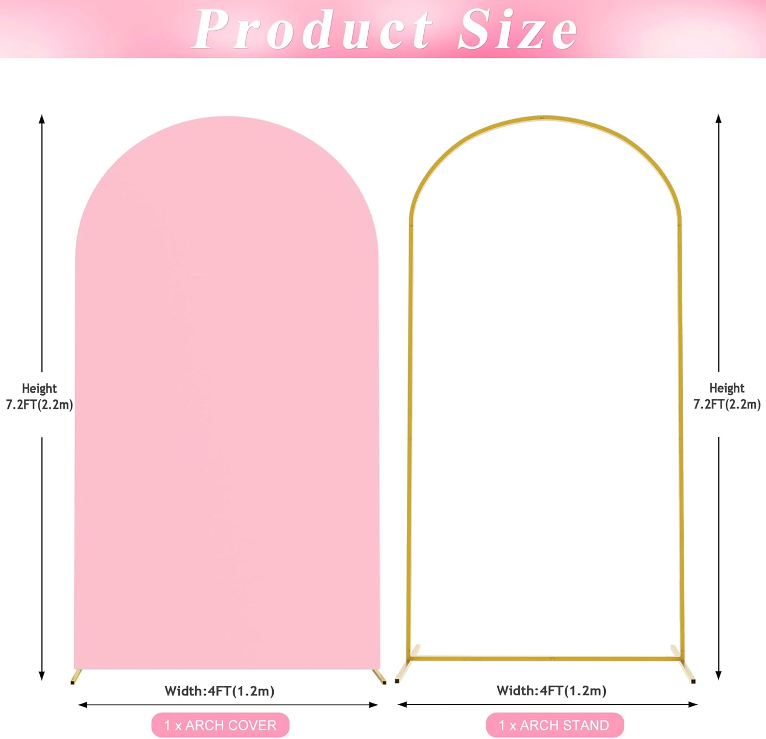 Wokceer Wedding Arch Backdrop Stand - 7.2 FT Metal Arch with Cover for Ceremonies & Events