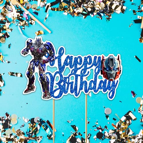 Robot Hero Happy Birthday Cake Topper for Any Celebration
