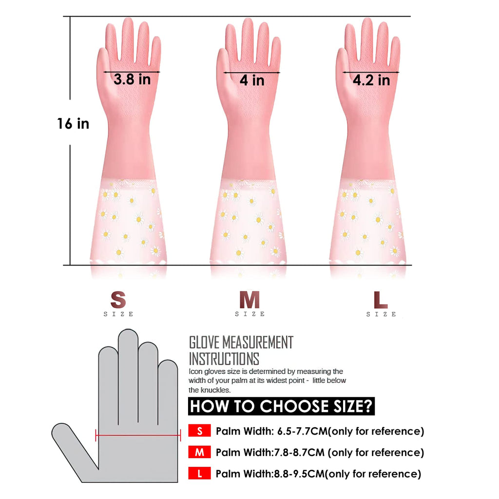 KAQ Dishwashing Cleaning Gloves 3 Pairs - Reusable Rubber Gloves Non-Slip Laundry Kitchen Gardening Waterproof Household Gloves(Medium)